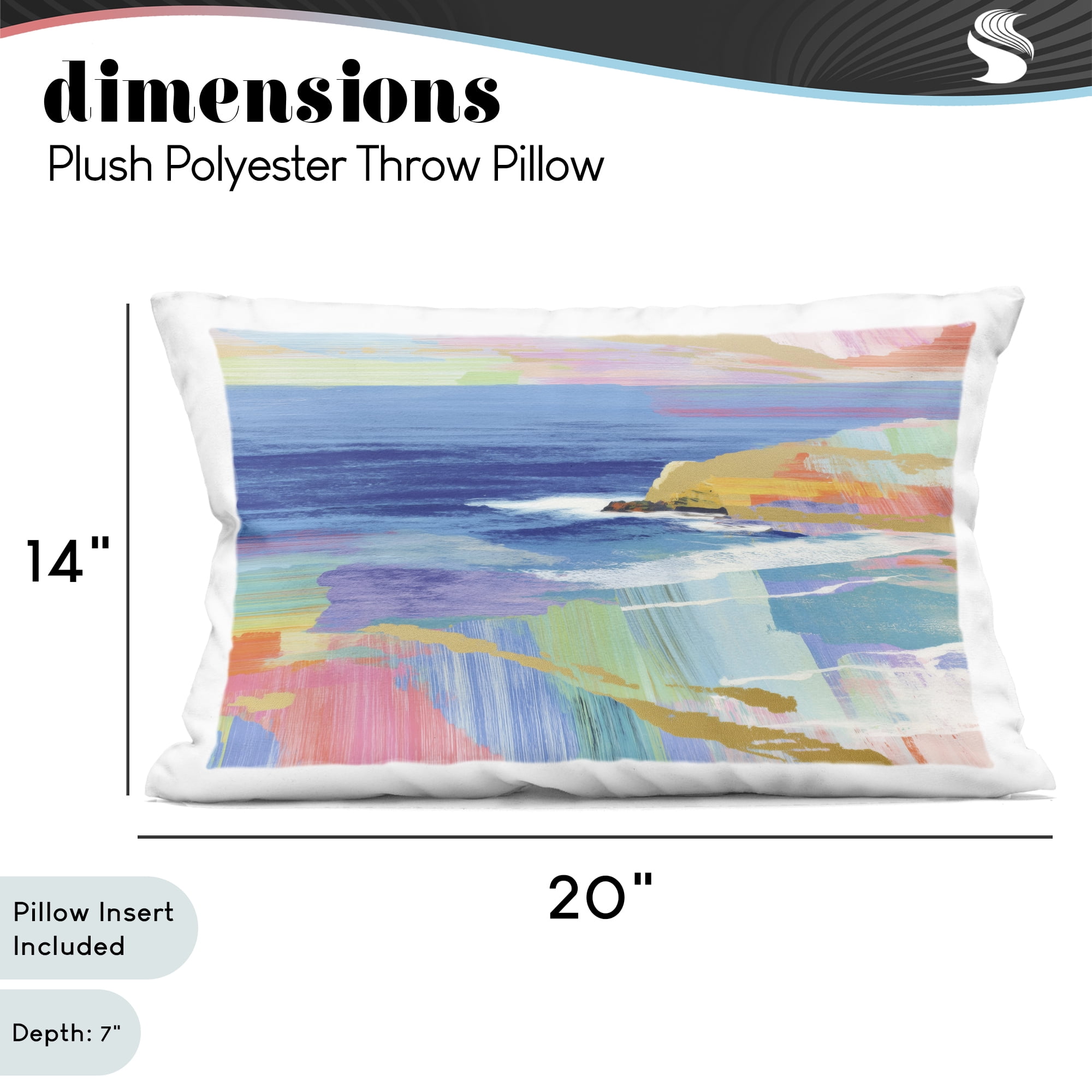 Stupell Industries Hawaii Coastline Abstraction Decorative Printed Throw Pillow, design by Chromatic Storm Studio, 14 x 7 x 20