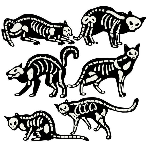 LSLJS Halloween Glows-in-the-dark Outdoor Courtyard Skeleton Cats Holiday Atmospheres Decoration Glows In The Dark Skull Cats Decors