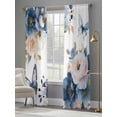 thumbnail image 4 of Vintage Blue Floral Sheer Curtains 84 Inch Length 2 Panels Set Window Treatments, Farmhouse Watercolor Flower Butterflies Rod Pocket Semi Curtains for Living Room/Bedroom/Kitchen Décor, 104"W x 84"L, 4 of 7