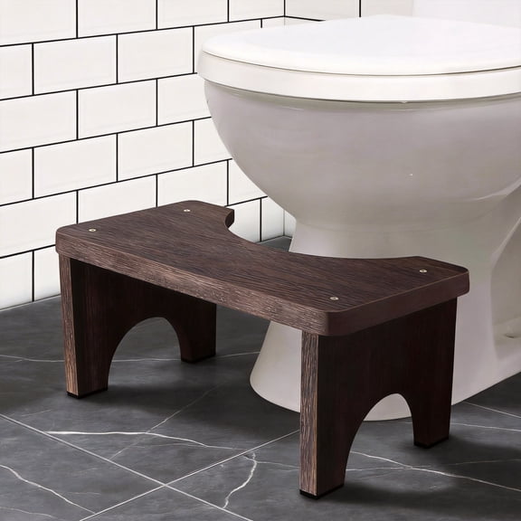 7" Height Wooden Toilet Squat Stool for Adults, Portable Bathroom Potty Stool, Ergonomic Wood Step Stool for Restroom, Heavy Duty Construction