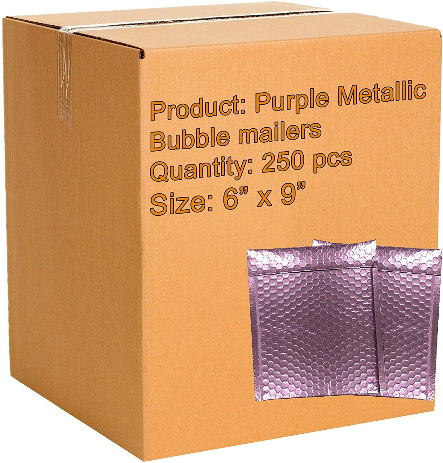 250 Pack Purple Bubble Mailers 6x9 Metallic Poly Mailers 6 x 9 Colorful