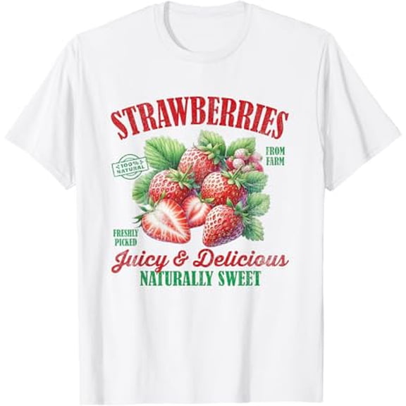 Strawberries Sweet Vintage Fruit Retro Strawberry Graphic T-Shirt