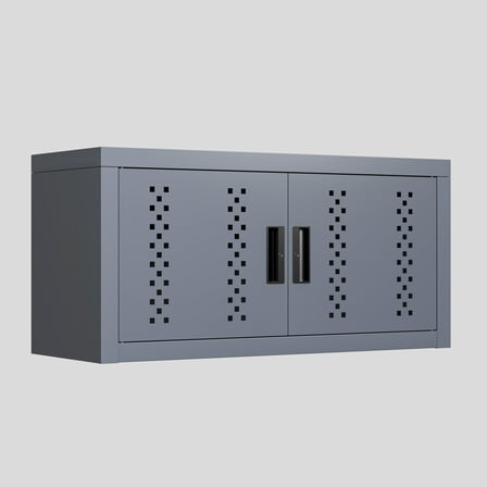 Metal garage cabinet with door, wall-mounted storage cabinet, floating tool cabinet for basements, kitchens, and warehouses (gray, 11.81" H)
