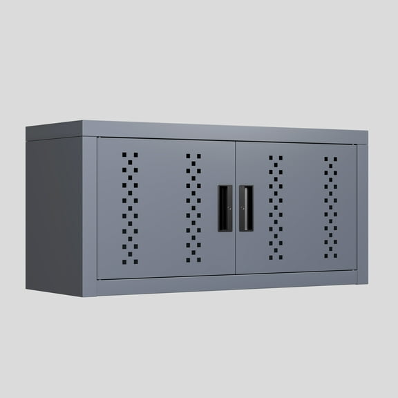Metal garage cabinet with door, wall-mounted storage cabinet, floating tool cabinet for basements, kitchens, and warehouses (gray, 11.81" H)
