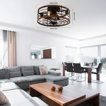 Vintage Enclosed Bladeless Ceiling Fan Remote Control Caged Ceiling Fan Light