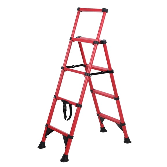 Dapmiu Multi-Purpose Household Folding Telescopic Ladder Made of aviation aluminum alloy,supports 330lbs at just 6kg,Features air-cushion retraction, anti-slip steps & feet.