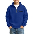 thumbnail image 3 of Sakuulaan Boys Quarter Zip Sweatshirt Mock Neck Textured Knit Casual Long Sleeve Jacket, 3 of 7