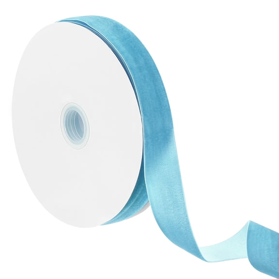 Uxcell Velvet Ribbon, 1" x 20 Yards Sky Blue Velvet Fabric Trimming Ribbon Single Face Velvet Ribbons for DIY Craft