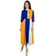 thumbnail image 5 of Bimba Womens Classic Mandarin Collar Shift Dress Tricolor Midi Summer Dress, 5 of 8