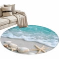 thumbnail image 3 of Non-Slip Rug Pad Rugs Coastal Beach Shell Starfish Round Area Rugs 4Ft Soft Carpet Pads for Living Room Kids Room, Summer Teal Water Ripple, 3 of 9