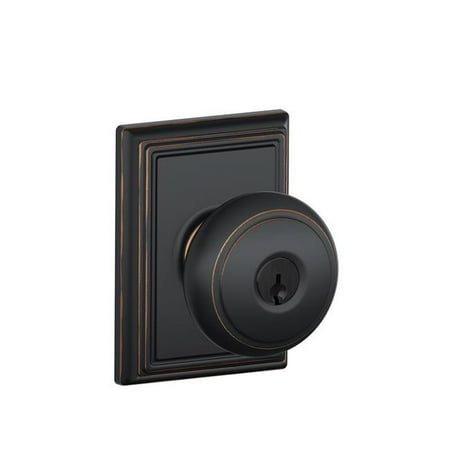 Schlage F51A AND 716 ADD Andover Knob Keyed Entry X Addison Rose - Aged Bronze