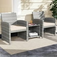 thumbnail image 1 of Costway 3 PCS Patio Furniture Set with Tempered Glass Coffee Table & Soft Seat Cushions White, 1 of 10