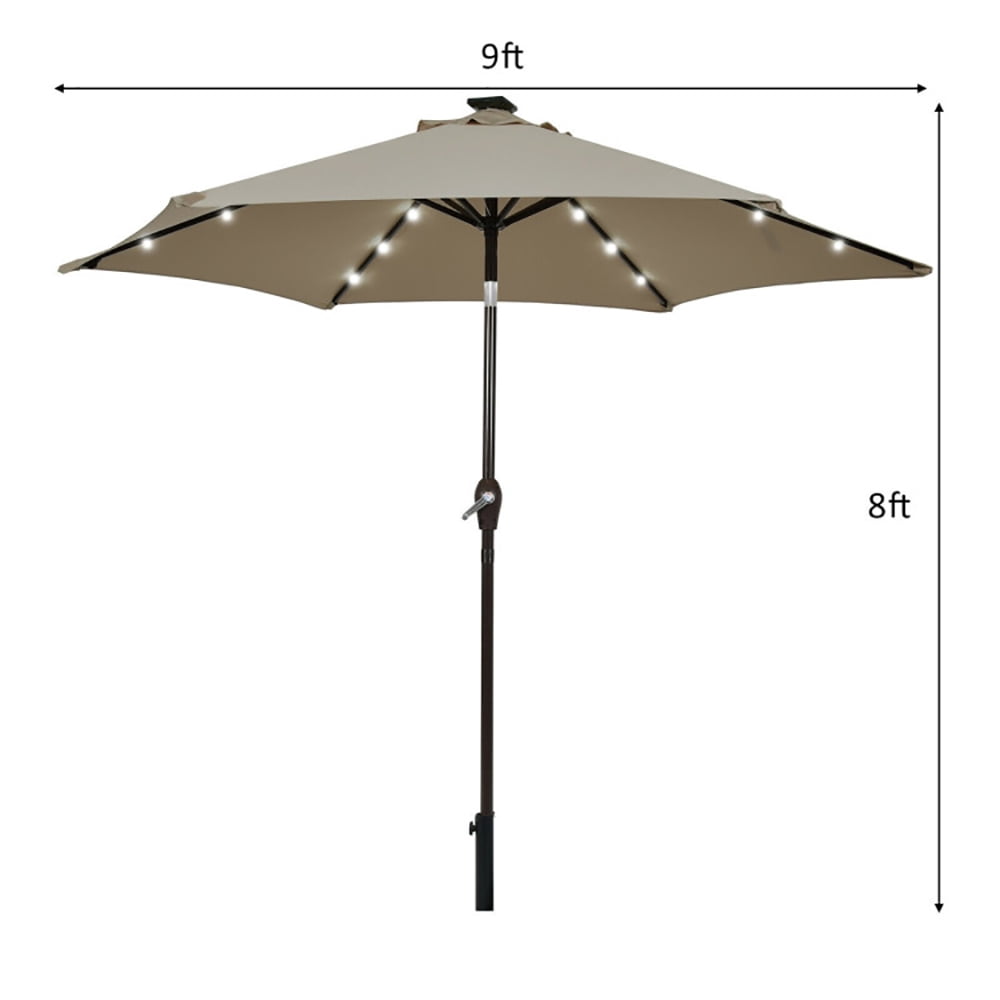 Aimee Lii 9 Feet Solar LED Lighted Patio Market Umbrella Tilt Adjustment Crank Lift, Table Umbrella Outdoor for Patio, Pool, Beach, Tan Aimee Lii 9 Feet Solar LED Lighted Patio Market Umbrella Tilt Adjustment Crank Lift, Table Umbrella Outdoor for Patio, Pool, Beach, Tan