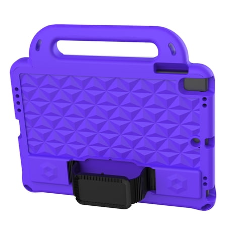 Handle Case for Apple iPad 9.7-inch (6th/5th Generation) /iPad Air 9.7" /iPad Air 2 9.7" /iPad Pro A1673 9.7 Inch, Shockproof Protective Silicone Case Cover with Adjustable Shoulder Strap (Purple)