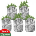 thumbnail image 1 of Grunge Grow Bags 5-Pack, Monochrome Sketch Leaf, Heavyduty Fabric Pots with Handles for Plants, 2 Sizes, Black Grey White, by Ambesonne, 1 of 3