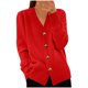 thumbnail image 2 of Suéter de punto para mujer, de color liso, de manga larga, con cuello en V y botones en forma de corazón, blusa, 2 of 6