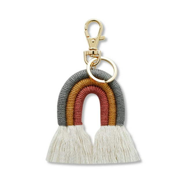 Weaving Keychains Jewelry Adornment Fashion Accessory Key Pendant Keyholder Ornament Colorful DIY Bag Charm Colorful/Grey