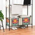 thumbnail image 3 of Yayeee Foldable Storage Basket for Shelves with Handles Set of 2 Waterproof Cloth Bins, Geometric Circle, 3 of 7