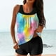 thumbnail image 1 of Trajes de baño tankini para mujer Trajes de baño de dos piezas con espalda de tiras y estampado conservador para mujer Traje de baño de dos piezas para mujer, 1 of 5