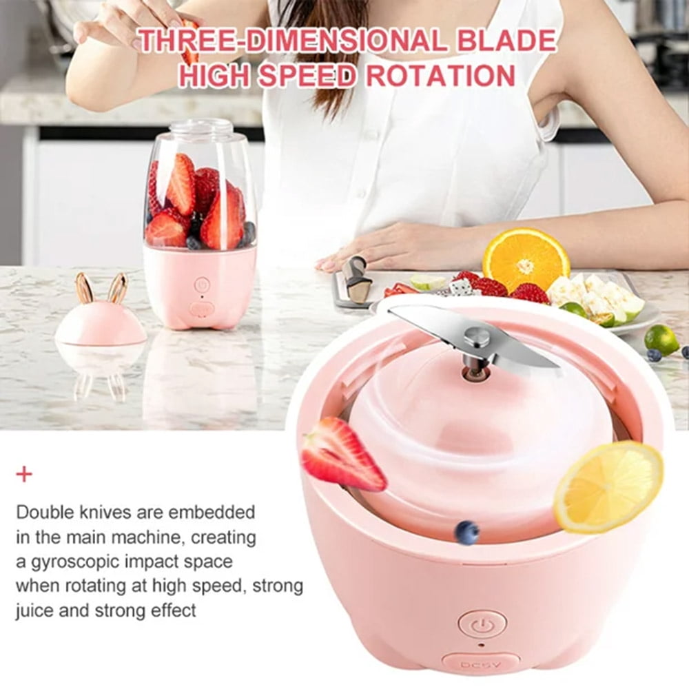 LNGOOR 400ml Portable Blender, Personal Eletric USB Rechargeable Juicer Blender forFruit, Smoothie, Baby Food Mixing Machine, 1500mAh Battery(Pink)