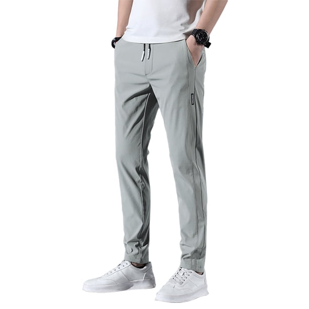 (Sitio independiente) Nueve puntos - Pantalones casuales verdes L para hombres 2022 Verano Nueva versión coreana Pantalones largos rectos delgados para hombres en el sitio de construcción Trabajo de