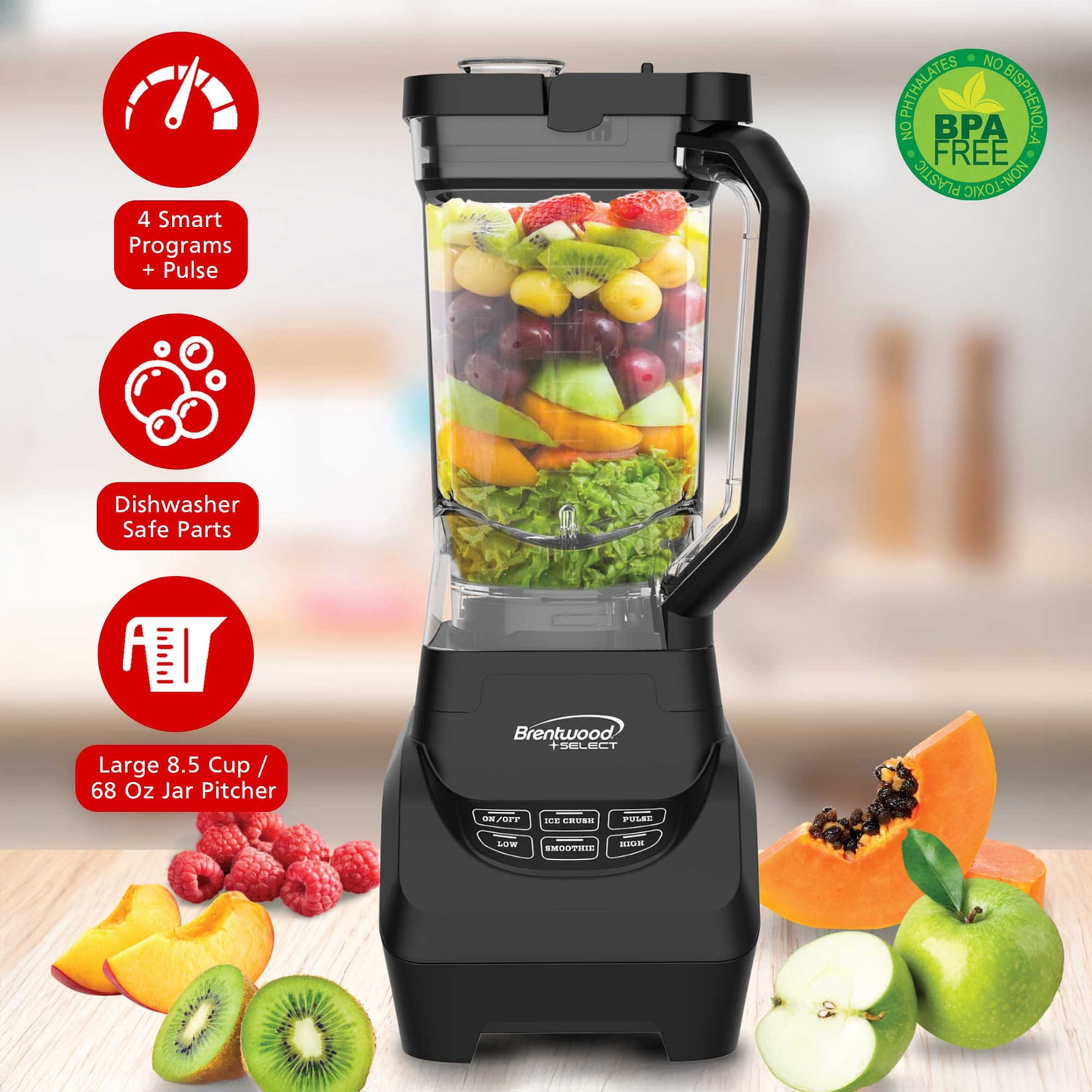 Brentwood Select 8.5-Cup 1,000-Watt Professional Smart Blender, Black, JBS-1000BK
