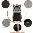 thumbnail image 5 of Casewin Universal Stroller Footmuff Outdoor Waterproof Windproof Warm Blanket Thicken Cover for Baby Prams Pushchairs Buggy, Black&Gray, 5 of 6