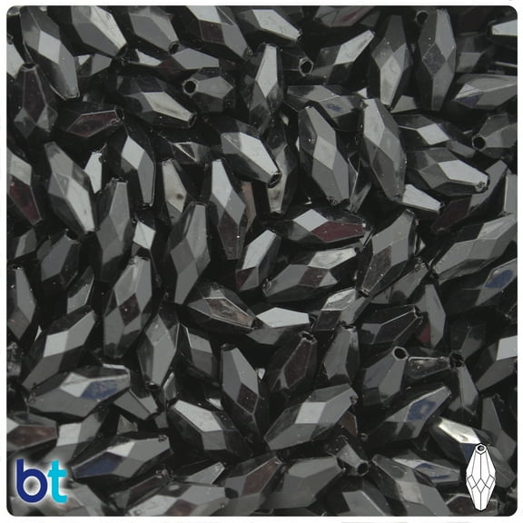 BeadTin Black Opaque 15mm Faceted Bicone Acrylic Beads (200pcs)