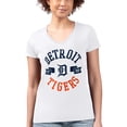 thumbnail image 4 of Women's G-III 4Her by Carl Banks White Detroit Tigers Super-Slim Fit Lightweight City Graphic V-Neck T-Shirt, 4 of 5