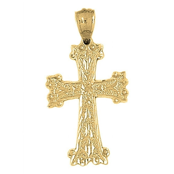 10K Yellow Gold Cross Pendant - 40 mm