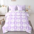 thumbnail image 1 of Cute Rabbit Comforter Set Queen,Spring Easter Animal Princess Bowknot Bedding,Purple Geometric Plaids Kawaii Bow Patchwork Bed Set 7 Pieces(Comforter+Fitted+Flat Sheet+Pillowcase+Pillow Cover), 1 of 5