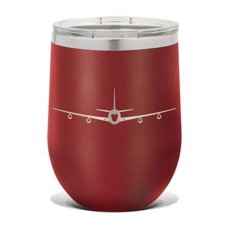 

KC-135A Stratotanker Wine Tumbler 12 oz - Laser Engraved - Stainless Steel - Vacuum Insulated - Double Walled - Wine Glass - Stemless - Drinkware Clear Lid - kc-135 kc135 367-80 airliner - Maroon