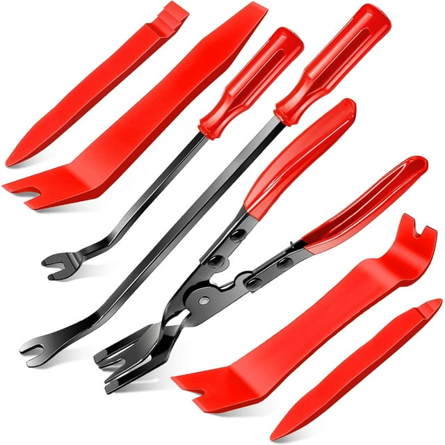Mechanic Hook and Pick Tool Set & Car Trim Removal Kit with Fastener Clip Pliers Rivet Puller Magnetic Pickup Gasket Scraper NonScratch Plastic Pry Tools for Automotive Repair