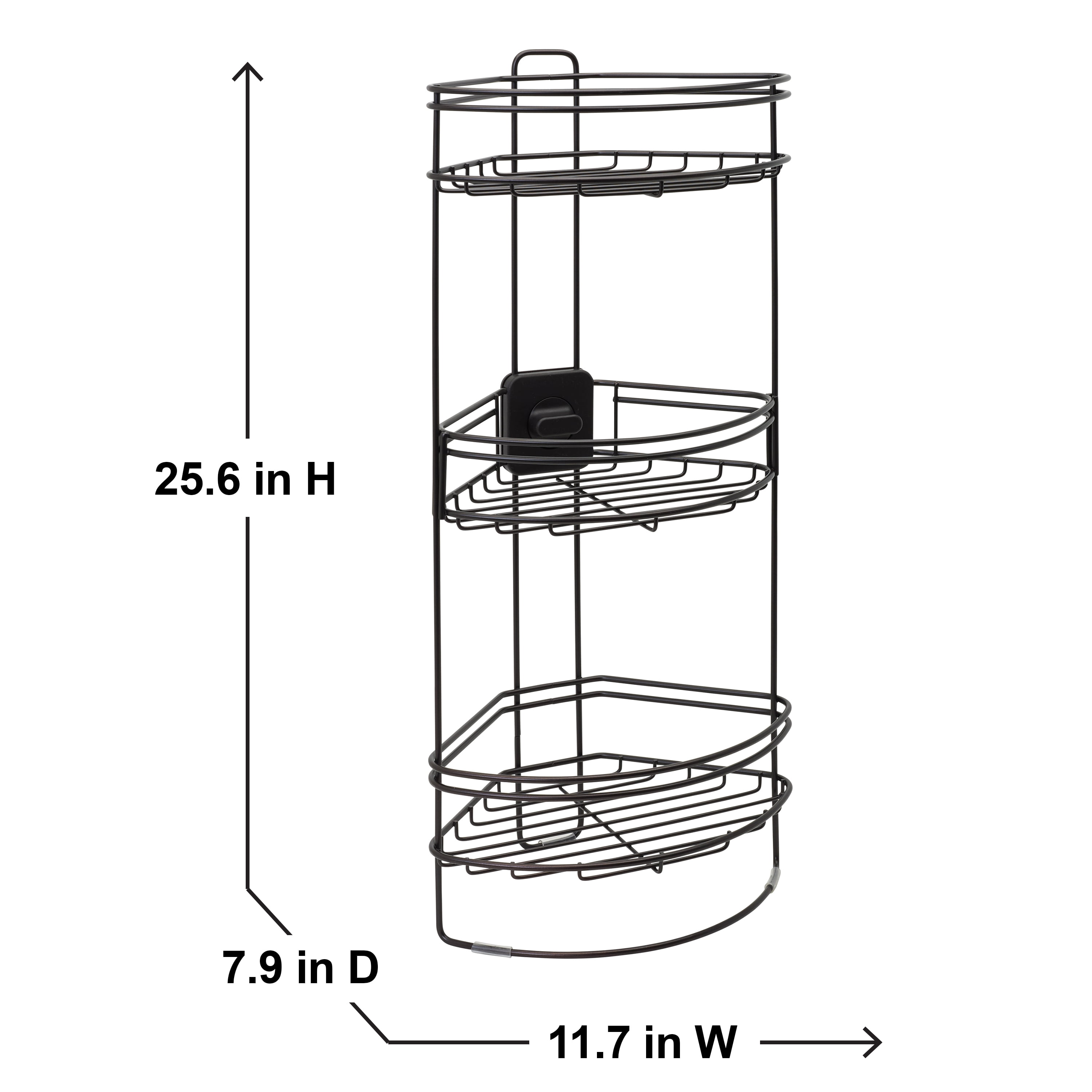 Better Homes & Gardens Rust Proof Aluminum Shower Caddy with Bamboo Shelves, Satin Chrome, Size: Fits Any Standard Showerhead