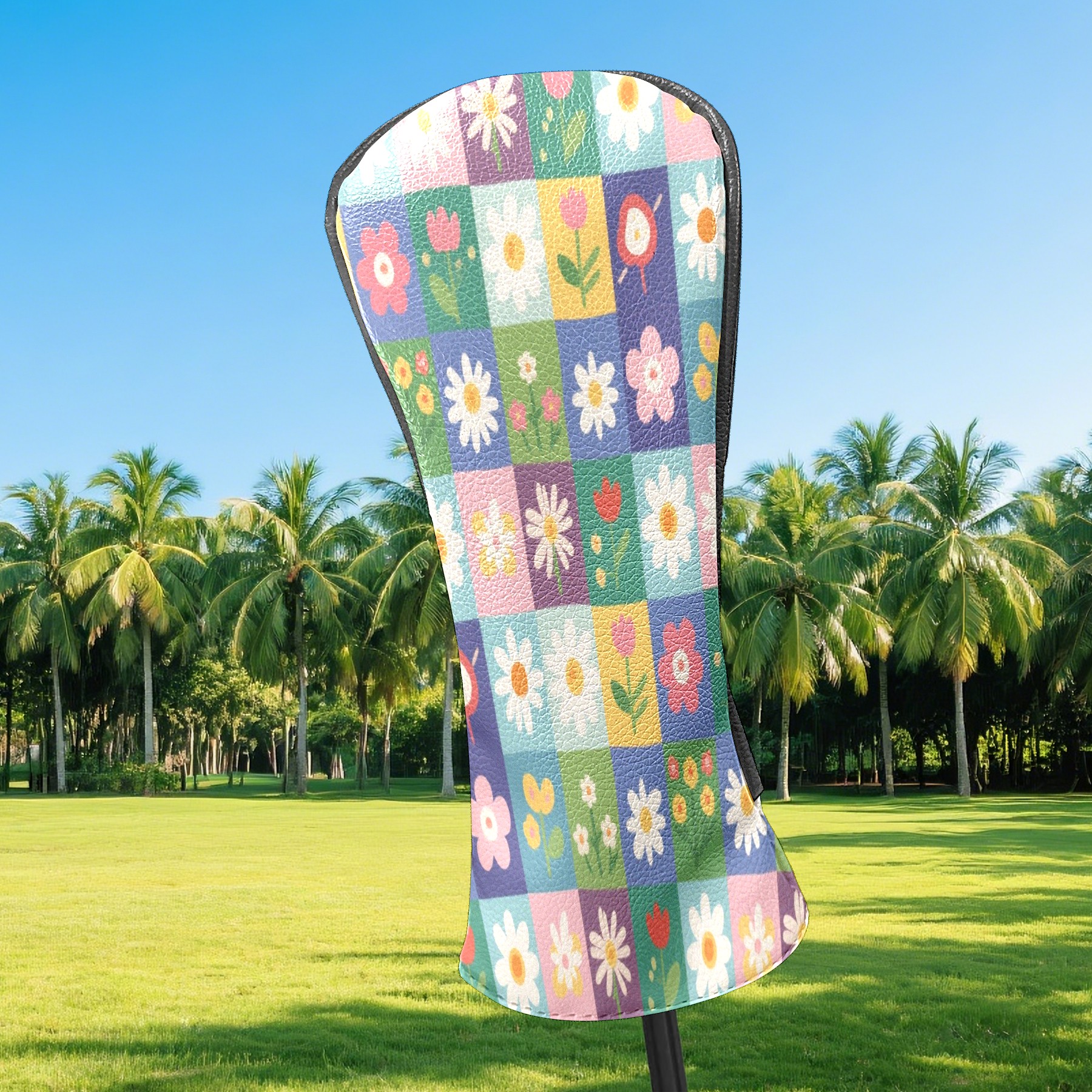 Golf Club Head Cover Waterproof Leather Golf Accessories HeadCovers Set Driver Headcover for Women Men colorful pattern