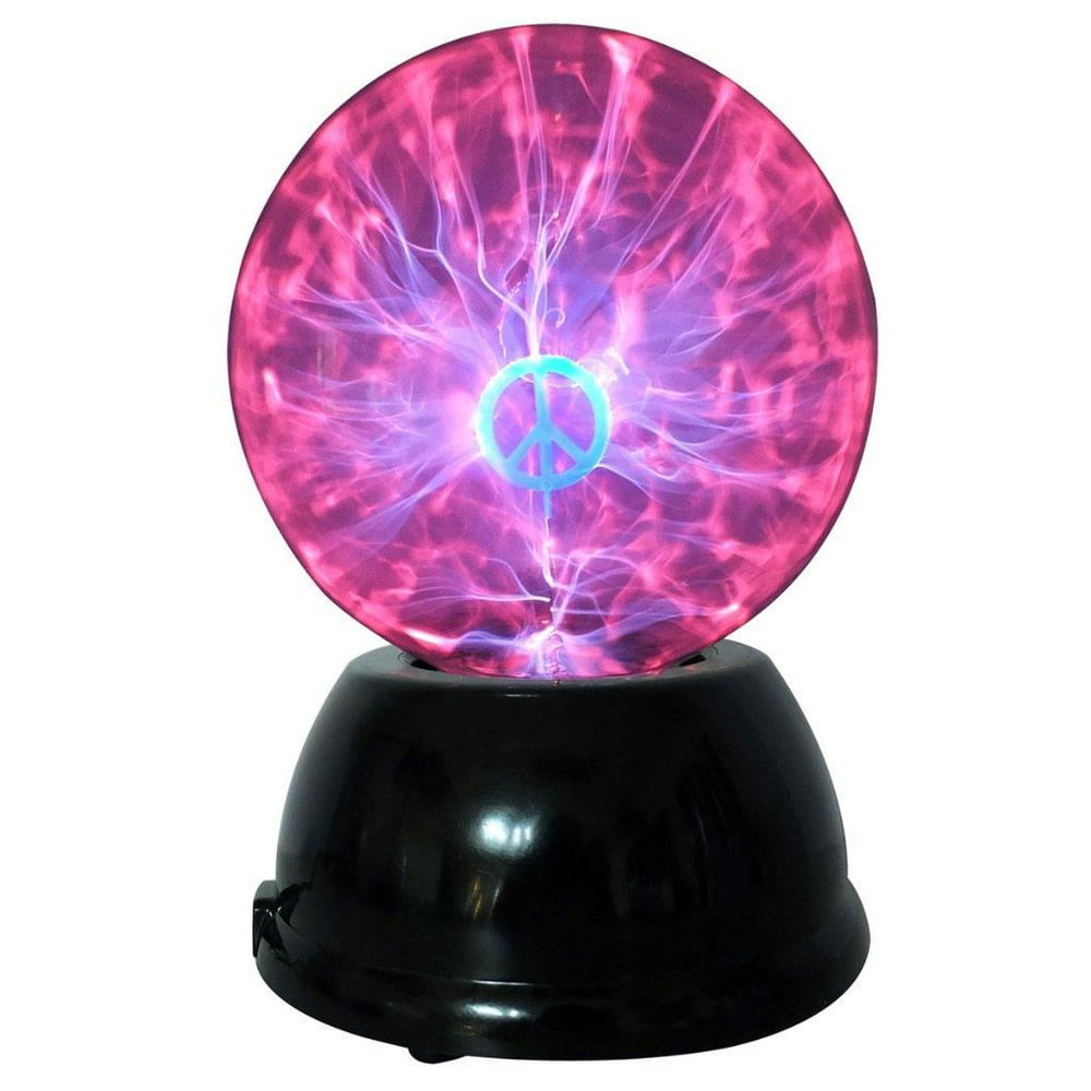 Lightahead® 6" Plasma Ball Lamp with Peace Sign Globe Design Touch