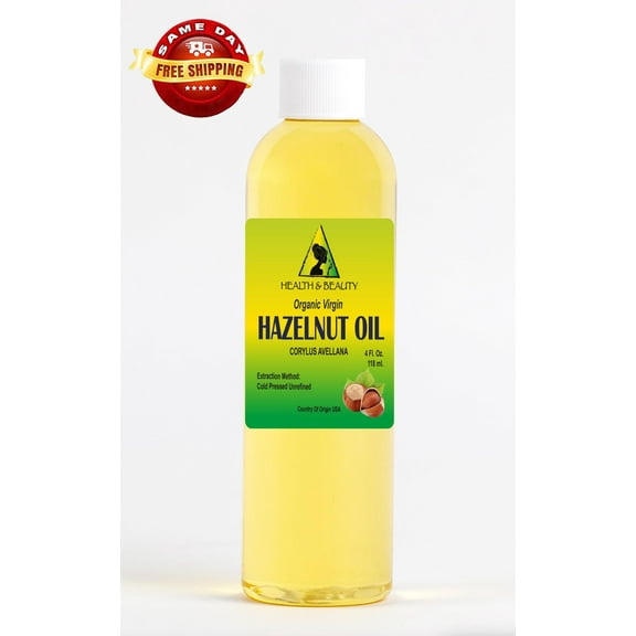 Hazelnut Oil Unrefined Organic Virgin Carrier Cold Pressed 100% Pure 4 oz