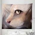 thumbnail image 1 of Cream Tapestry, Illustration Cat Portrait Kitty Zoom Face Big Eyes Whiskers Meow Contemporary Design, Fabric Wall Hanging Decor for Bedroom Living Room Dorm, 5 Sizes, Cream, by Ambesonne, 1 of 1