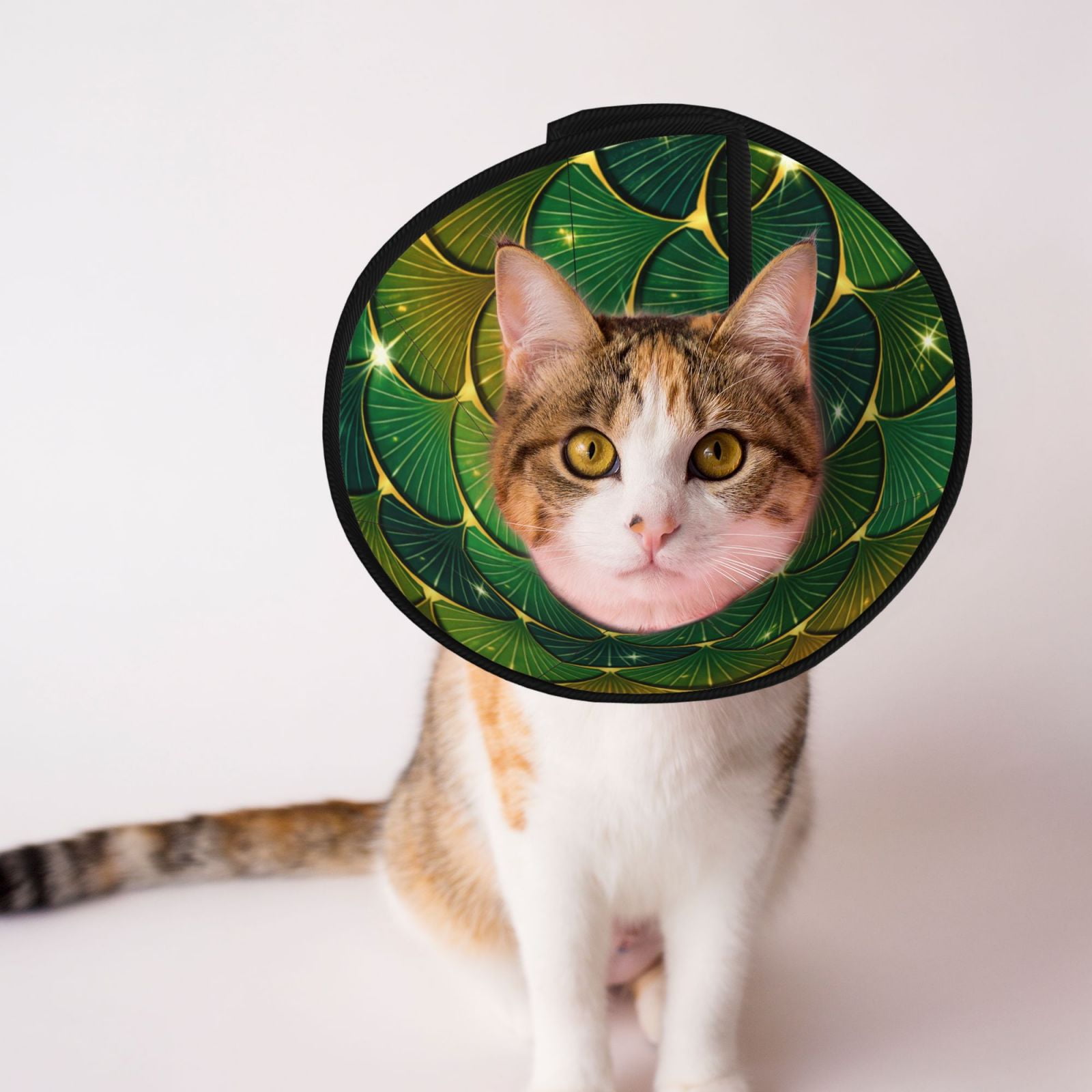 Emerald Dragon Scale Shimmer Soft Pet Recovery Collar for Cats Small Dogs Protective Elizabeth Collar for Post-Surgery Anti-Lick & Anti-Scratch