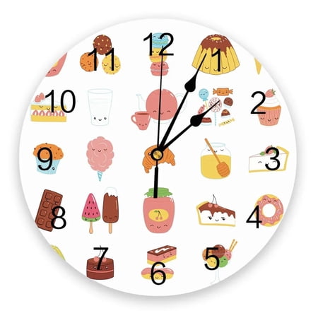 Cartoon Food Ice Cream Cup Wall Clock Home Decor Silent Wall Clock Modern Design Living Room Decor Wall Digital Clock（10 Inch）