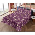 thumbnail image 4 of Ambesonne Night Fitted & Flat Sheet with Shams 4 Pcs Set, Moon and Flowers Butterfly, Calking, Dark Magenta Pale Peach, 4 of 5