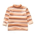 thumbnail image 2 of JIAYUE Striped Tops For Boys Girls Long Sleeve Mock Neck Pull-On Snug Warmth Pullover Shirt Blouse For Child Soft Holiday Wear, 2 of 4