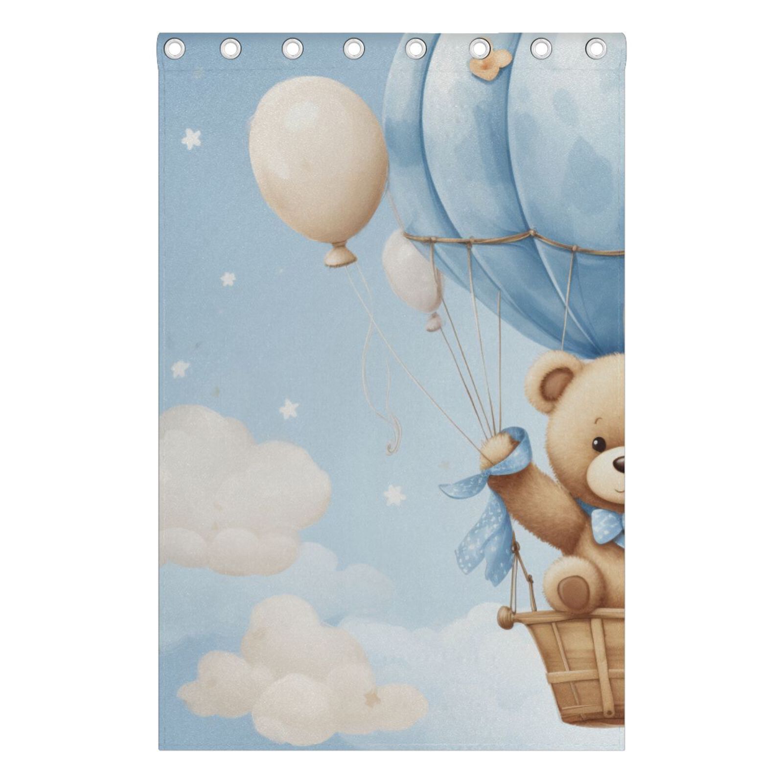 Bear Balloon Clouds Black Out Curtains 72 Inch Length Curtains for Sliding Glass Doors Bedroom Living Room 2 Pack