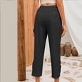 thumbnail image 7 of Women Casual Elastic Waist Linen Crop Pants Wide Leg Loose Side Lace Palazzo Pants with Pockets Summer Beach Gauze Trousers, 7 of 7