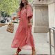thumbnail image 4 of Vestido Mujer 2023 Maxi vestido con cuello en V y mangas abullonadas Vestido floral bohemio (Rojo XXL) Ygjytge Rojo T XXL para Mujer, 4 of 8