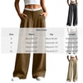 thumbnail image 2 of cocolona Womens Casual Patchwork Dress Pants Elastic Waist Straight Wide Leg Commute Yoga Pants with Pockets, 2 of 5