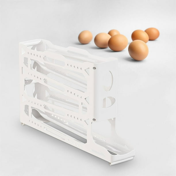 Dispensador de huevos rodante BLESIY organizador con ruedas para huevos 4 capas