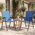 thumbnail image 2 of Outsunny Ensemble de 2 Chaises de Patio Pliantes, Chaises de Salle à Manger d'Extérieur, Bleu, 2 of 10