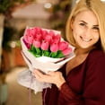 thumbnail image 3 of GOOHOCHY Pink Artificial Tulips Bouquet 20Pcs Pu Material Real Touch Fake Flowers Heads For Homeowners Couples, 3 of 8