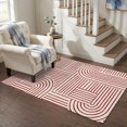 thumbnail image 6 of Washable Area Rugs 3x5 FT Red Boho Rugs for Living Room Non-Slip Soft Non-Shedding Low-Profile Rectangle Abstract Geometric Curves Lines Modern Large Rug Carpet for Bedroom Dining Room Home Decor, 6 of 8